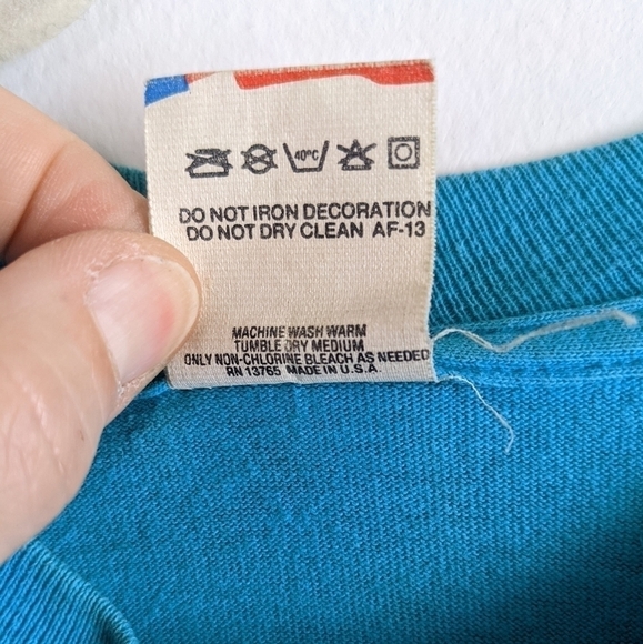 VINTAGE Single Stitch Teal Tee Shirt L - Picture 6 of 10